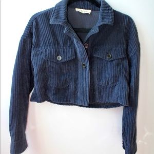 Navy Cropped Corduroy Jacket